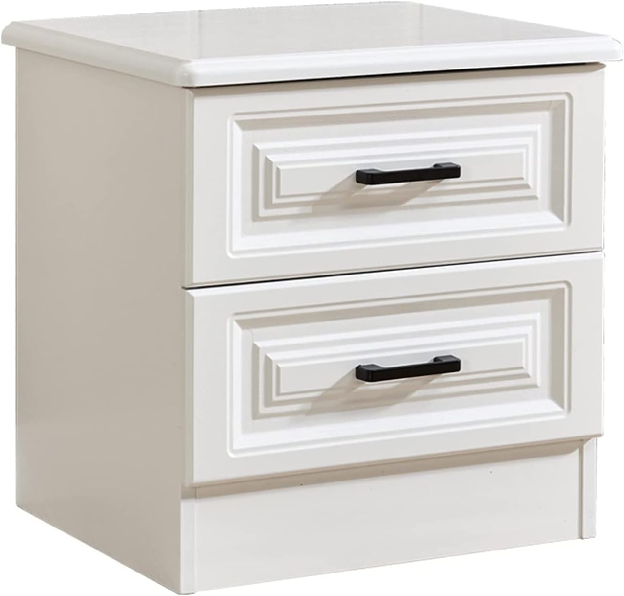 ベッドサイドテーブルウッド、引き出し2つ付き、シンプルナイトスタンドベッドルーム、多役立つことベッドサイドキャビネットホワイト、ベッドルームリビングルーム納める単一のもの 48x40x49糎
