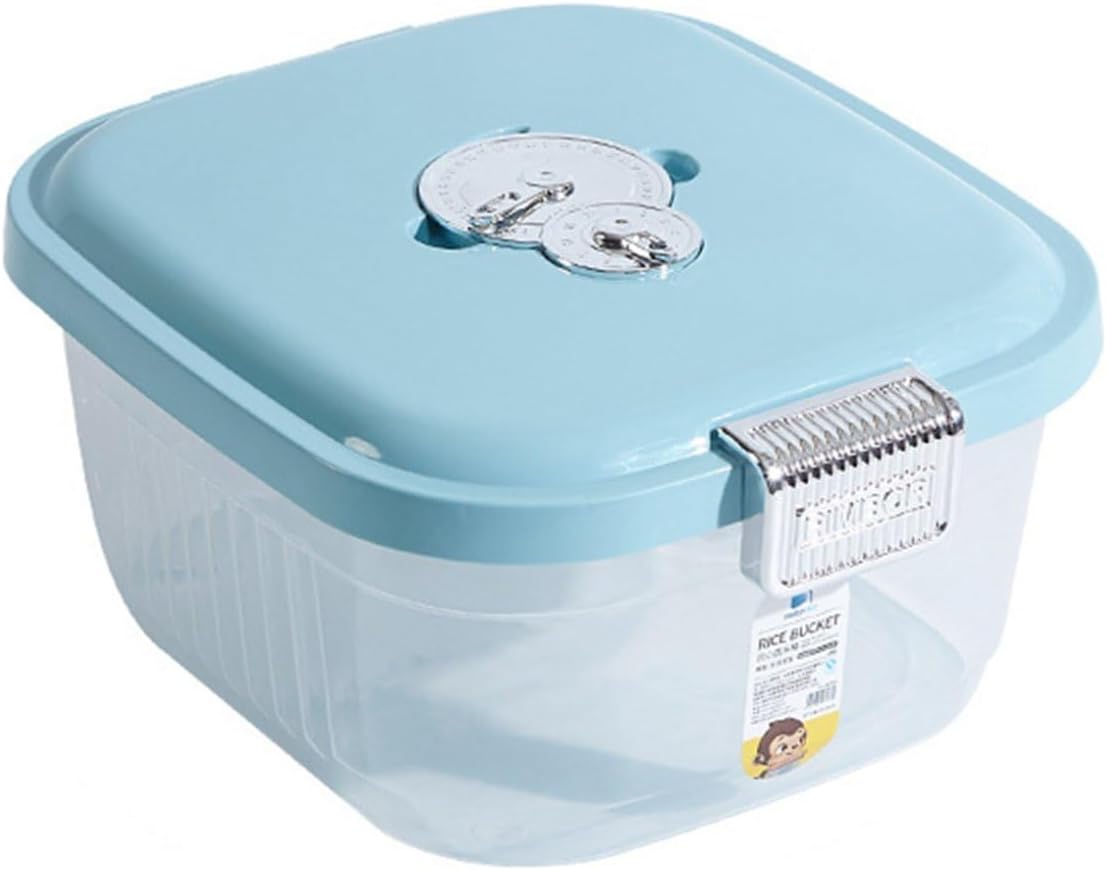 米櫃 米びつ 5kg ライスボックス コンパクト 省スペース 収納便利 食品保存容器 台所保存 米びつケース 透明 カップ付き 無洗米対応 ドライフードディスペンサー 食品貯蔵タンク 米桶 ブルー 1