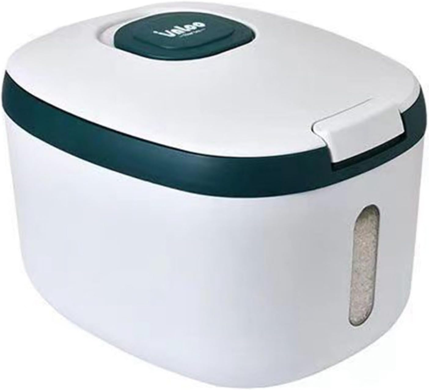 米櫃 ライスストッカー 26*32*22cm 10kg グリーン 米びつ ライスボックス 米桶 コンパクト 省スペース お米ケース お米収納 残量確認可 透明可視化窓 横置き可 乾物用 防湿 防虫 食｜サステナライフ