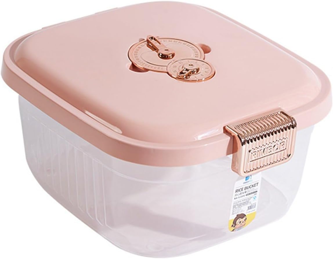 米櫃 米びつ 5kg ライスボックス コンパクト 省スペース 収納便利 食品保存容器 台所保存 米びつケース 透明 カップ付き 無洗米対応 ドライフードディスペンサー 食品貯蔵タンク 米桶 ピンク 1｜サステナライフ