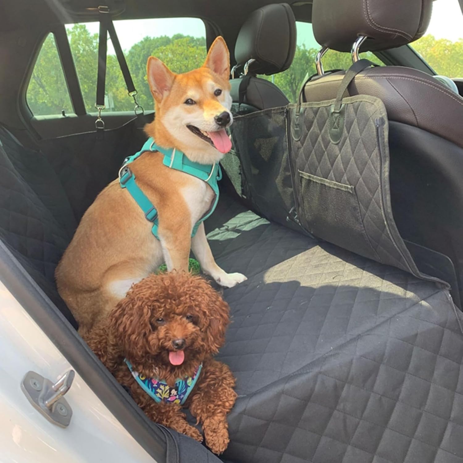 犬用カーシート ペットカーシート メッシュ窓付き ペット用 後部座 全種犬用 ペット用品 SUV 撥水 耐用 汚れに強い 通気 ペット安全ベルト お出かけ 柴犬/ブルドッグ/ゴールデンレトリバー 13