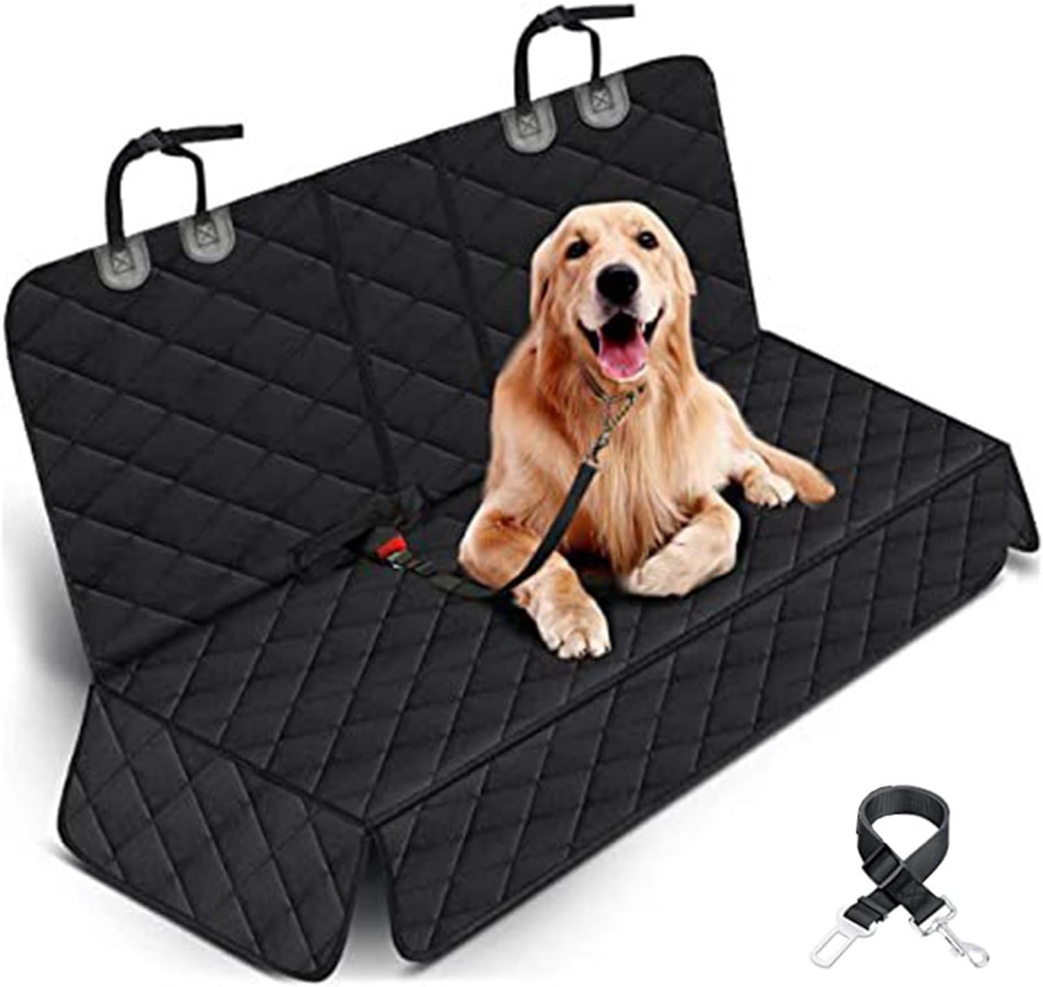 犬 車 ドライブシート ペット用 ドライブシート ネコ 犬 後部座席 ドッグマット ペットマット カーシートカバー 飛び出し防止 水洗い可能 汚れキズ防止 安全旅行 リード付き 中小型犬 猫用 ブラッ｜サステナライフ