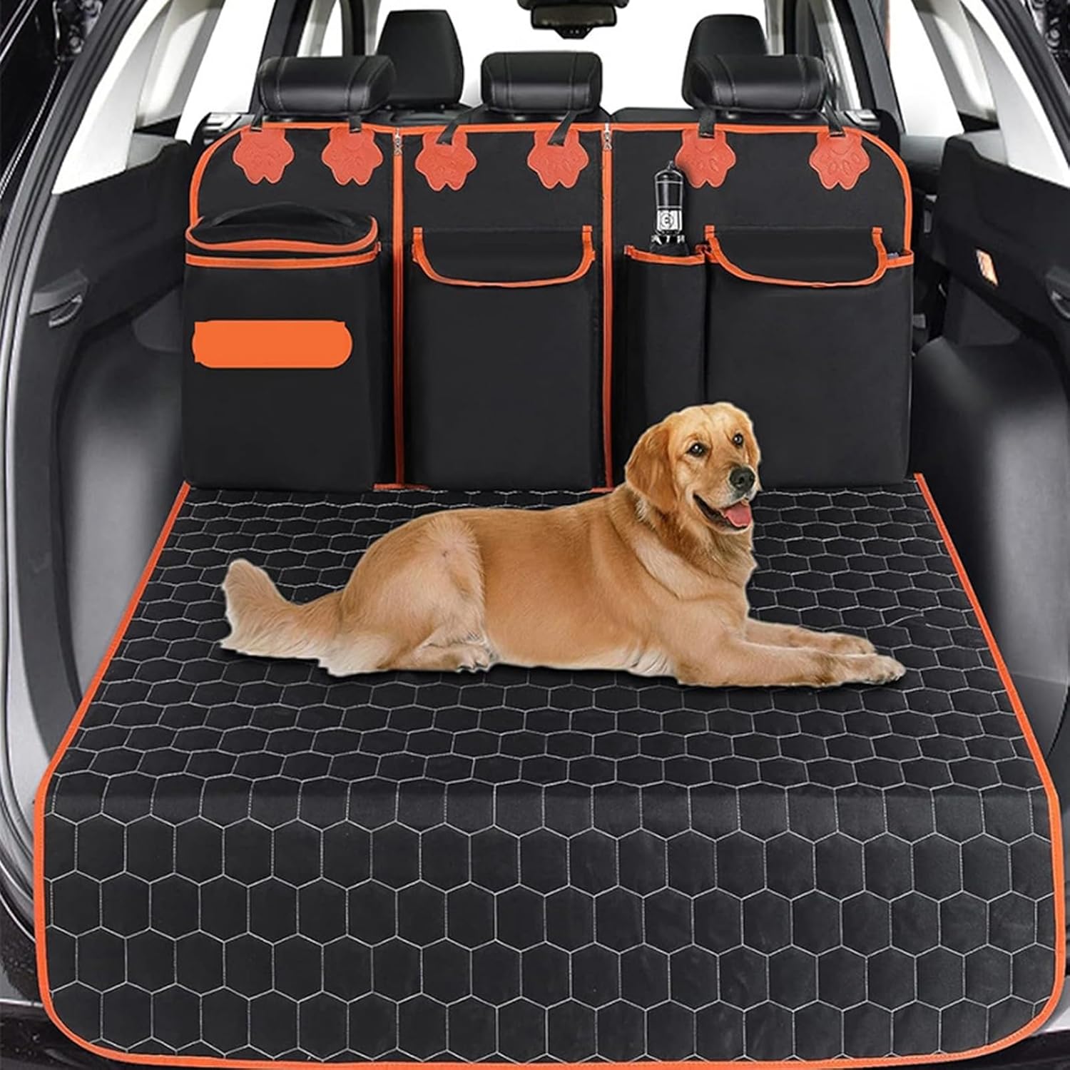 犬用カーシート トランクマット ペットドライブシート ペット用 多機能ポケット付き 後部座席 全種犬 ペットドライブ用品 SUV用 超撥水 汚れに強い 取り外し可能 ペット安全ベルト おでかけ 抜け毛