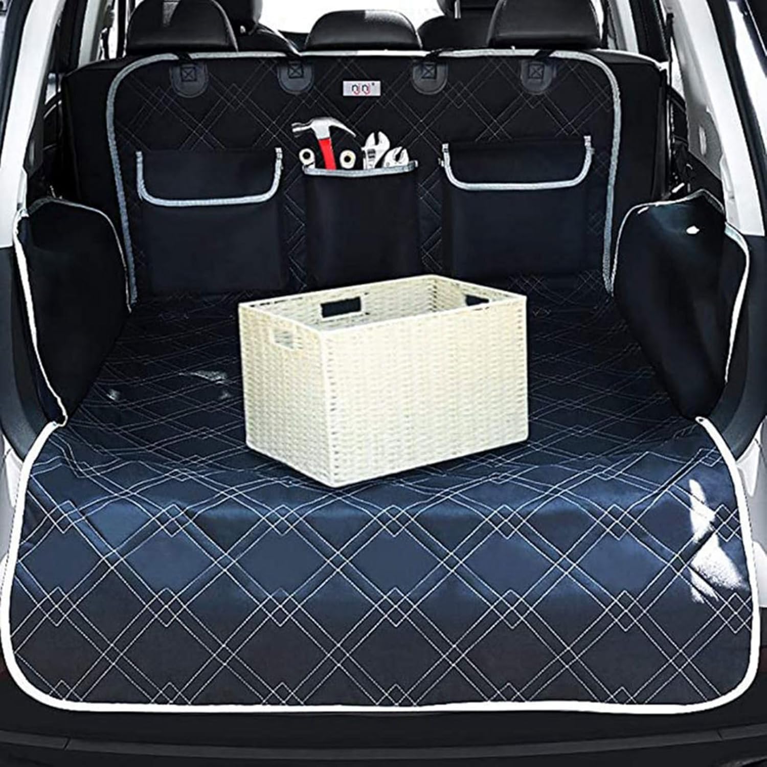 車用ペットシート ペット ドライブシート ドッグマット 後部座席 汎用版 犬用カーシート 車載用 座席シート 飛び出し防止 酔い防止 シートベルト付き 折り畳み可 防汚 犬車に乗せるグッズ ブルー 1｜サステナライフ