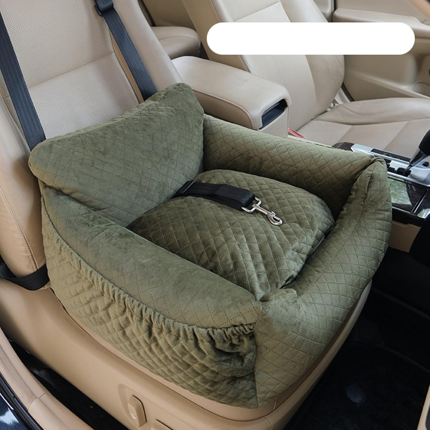 犬 猫用 車 ドライブシート 助手席用 ペットソファ ペットドライブボックス 座席シート 飛び出し防止リード付 車&家庭用二重使用 滑り止め 耐摩耗 中型犬 全種犬猫用 クッション ソファー グリーン|サステナライフ