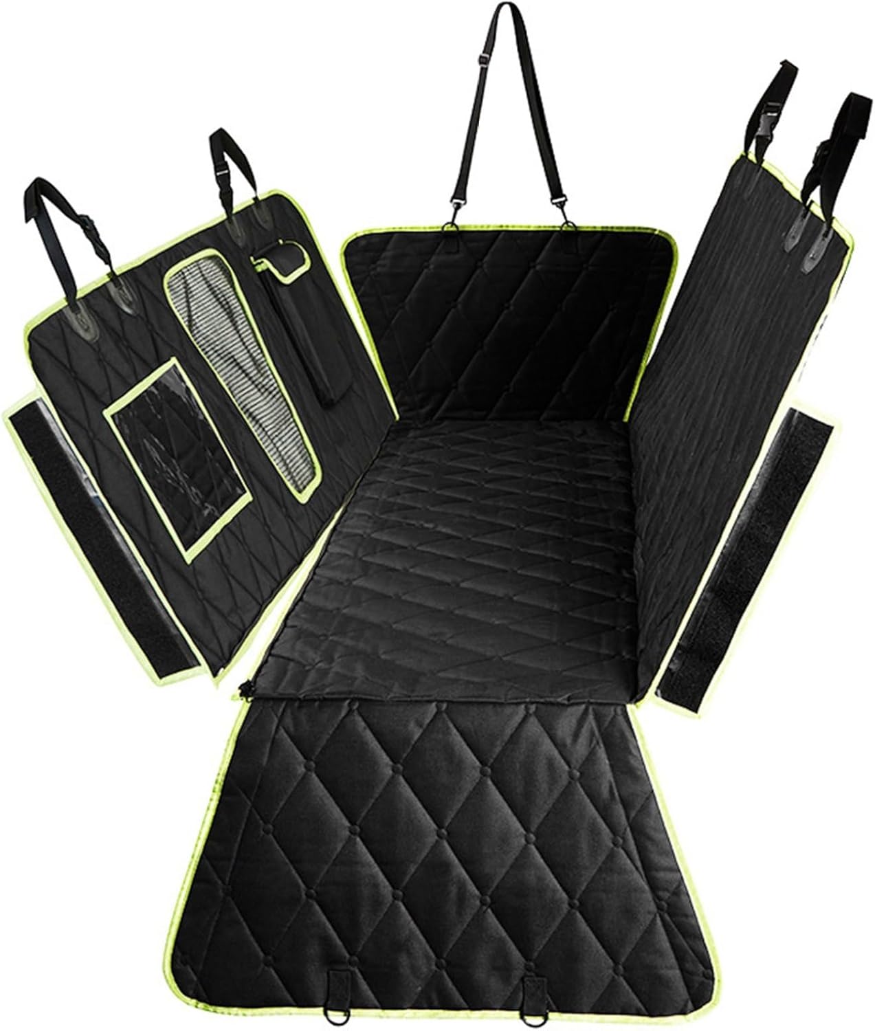 カーシート ドッグ用シート 汎全車種 後部座席専用 全種犬猫用 折り畳み式 ポケット付き 飛び出し防止 酔い防止 犬セーフ リード付き 長さ調整可能 汚れにくい 車用安全シート カーシートカバー グリ｜サステナライフ 9,845円