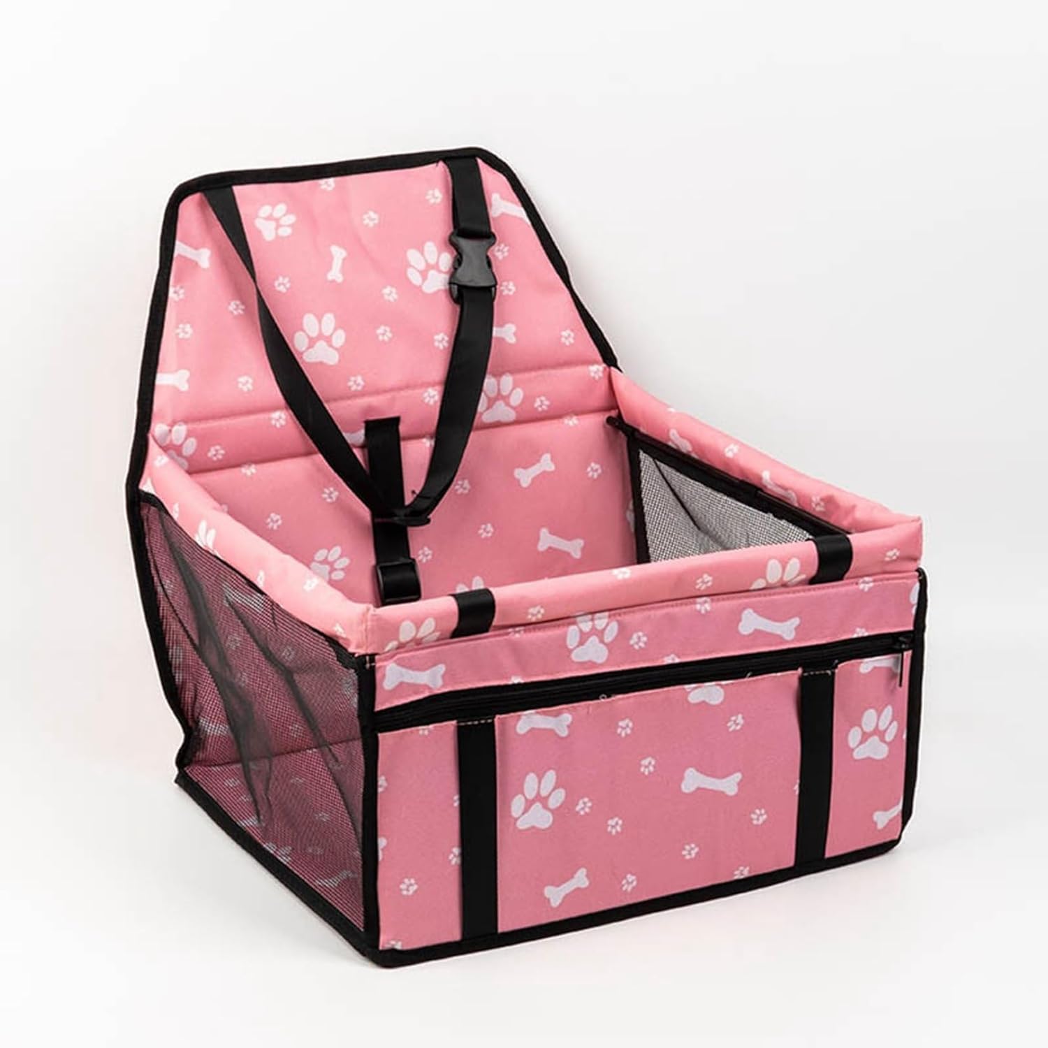 犬 車 ドライブボックス メッシュ ペット用 ドライブシート ネコ 助手席専用 防止リード&フック付 中型犬 猫用 滑り止め 耐摩耗 洗濯可 汚れ防止 持ち運びに便利 安全旅行 春夏秋用 防水 ピンク|サステナライフ