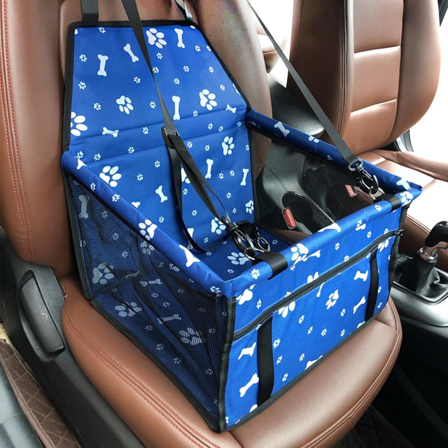ドライブシート ペットドライブボックス メッシュ 助手席専用 PVC 折畳 車用ペットシート 飛び出し防止リード付 ドライブキャリー 滑り止め 耐摩耗 水洗い可能 防汚 小型犬 中型犬 猫対応 青色