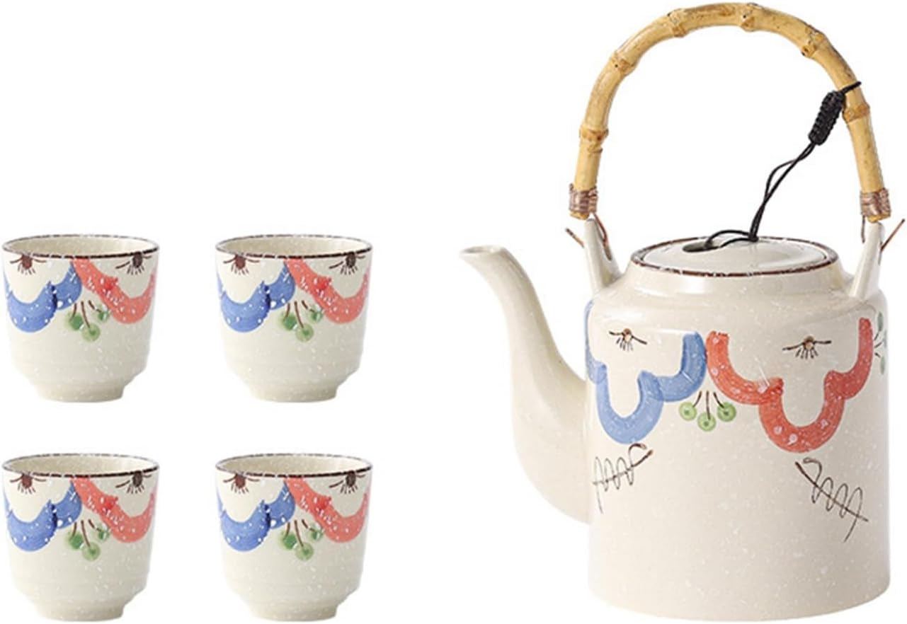 急須 湯呑み 茶器 セット 陶器ティーポット 陶器コップ 耐熱 手作り 茶道 緑茶 日本茶 紅茶 花茶 コーヒー 料亭 旅館 和食器 飲食店 業務用 寿司 母の日 贈り物 largeポット+4カップ?