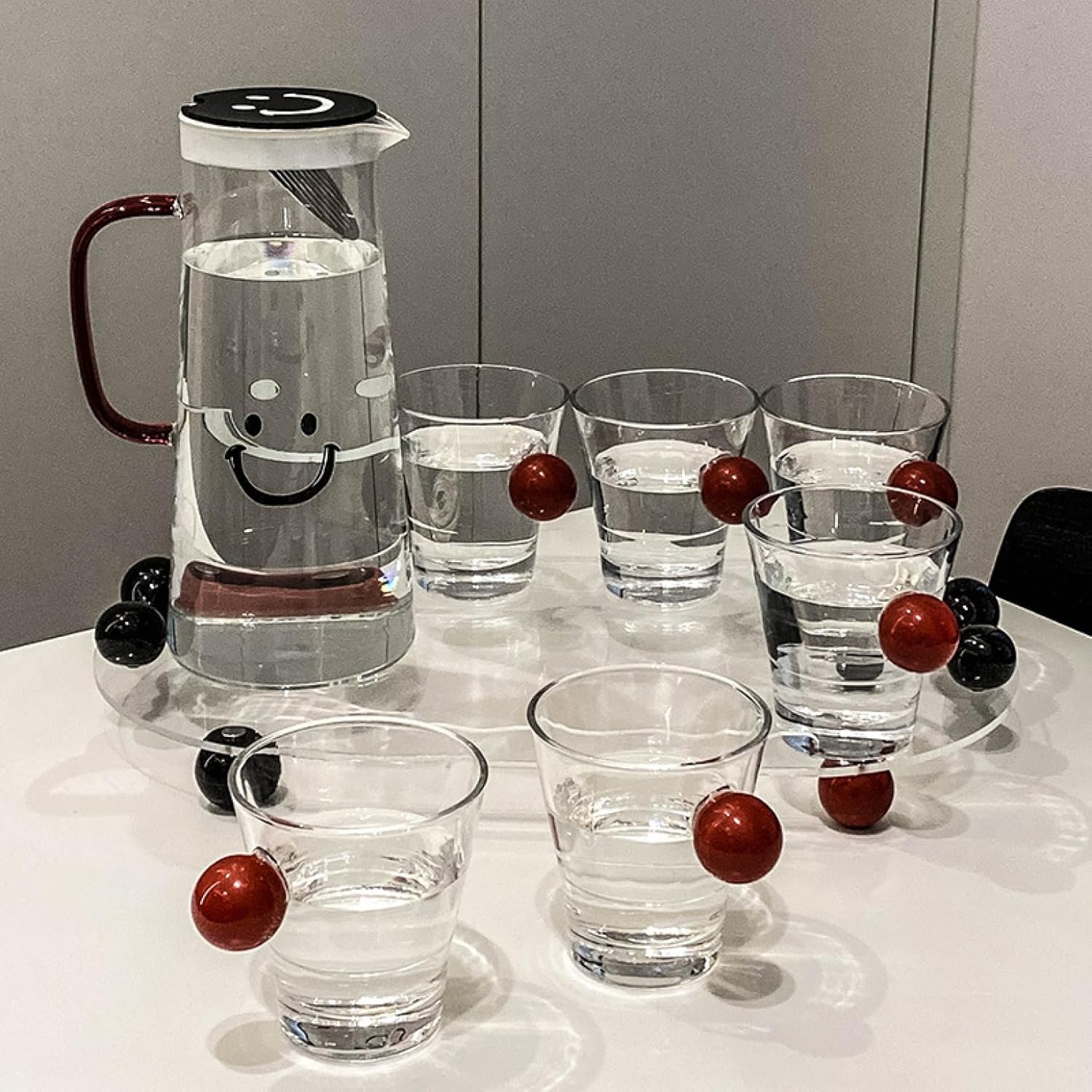 冷水筒 麦茶ポット ガラスピッチャー 耐熱ガラスポット 熱湯可 透明 緑茶 麦茶 紅茶 花茶 飲料 ドリンク 冷蔵庫 料亭 旅館 飲食店 業務用 洗いやすい ギフト 誕生日 お祝い セットa 2550