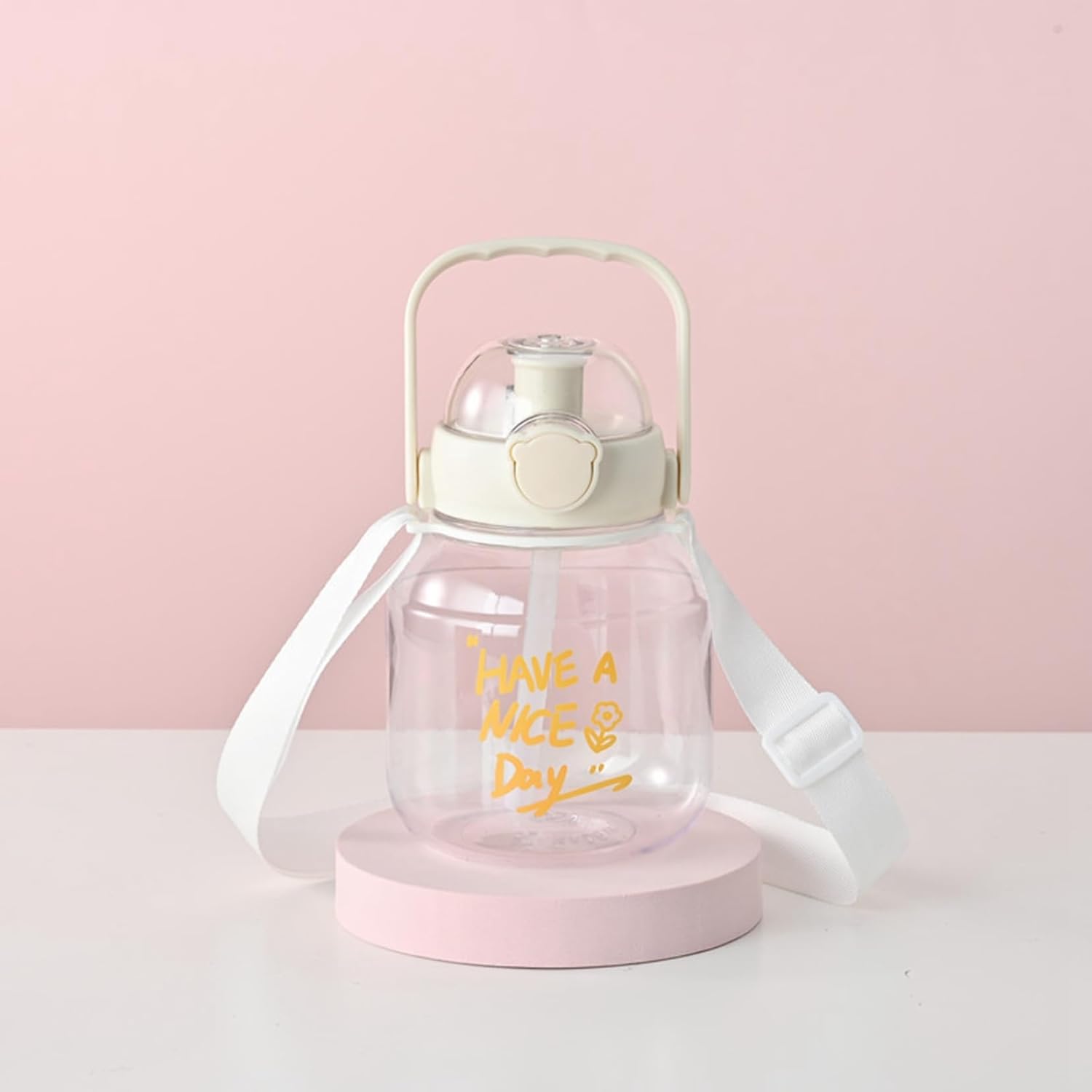 キッズボトル かわいい水筒 ストロー付き 猫 手提げ付き 大型 ウォーターボトル 1300ml 1.3L プラスチックボトル 800ml 900ml 斜め掛け オシャレ レディース オフィス 旅行 サ｜サステナライフ