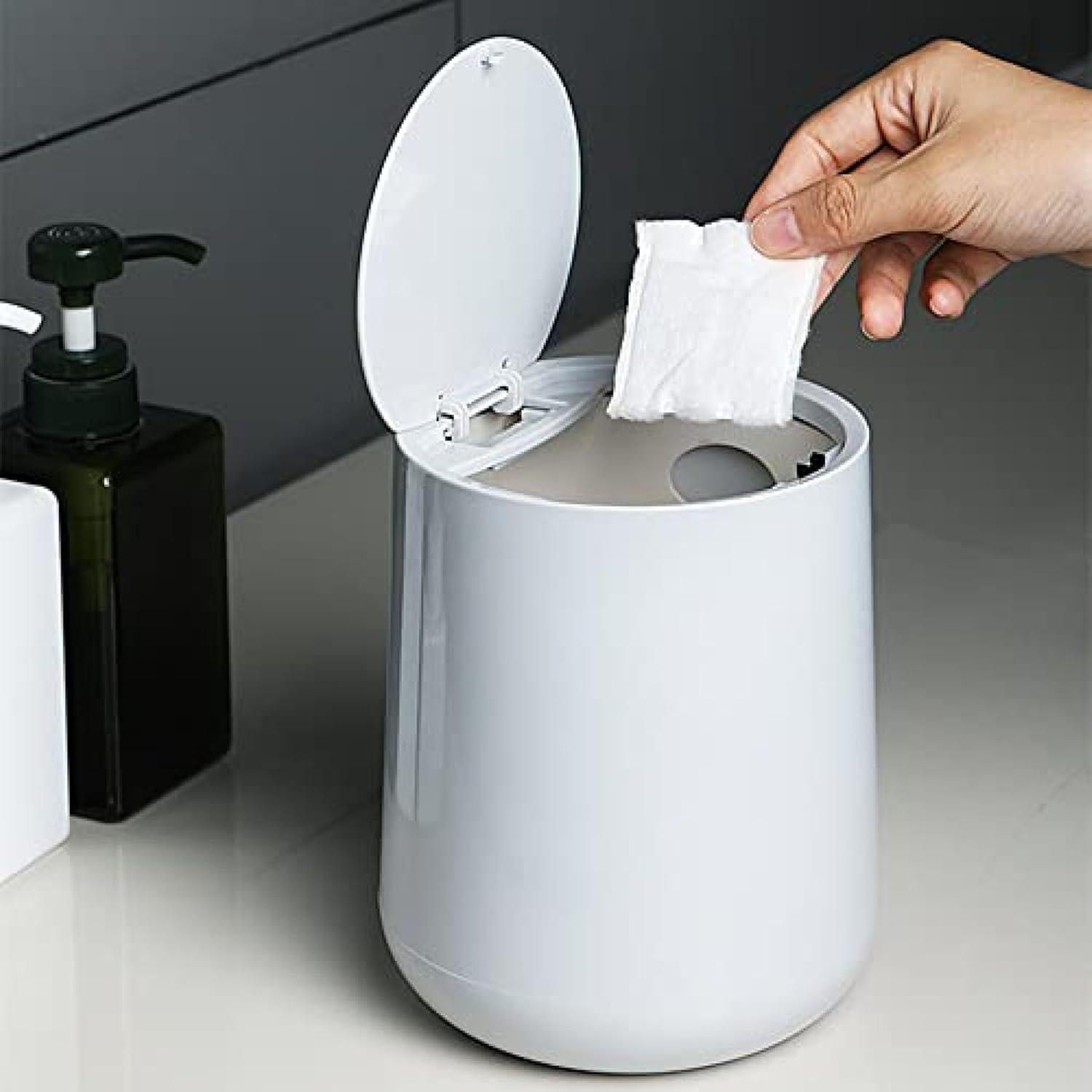 卓上ゴミ箱 カウンタートップ ミニ ダストボックス ふた付き ミニゴミ箱 小さい 卓上ゴミ箱 ミニゴミ箱 車用 ゴミ箱 ゴミ箱 フタ付き 防水 防臭 4L容量 可愛い トラッシュボックス オフィス・キ