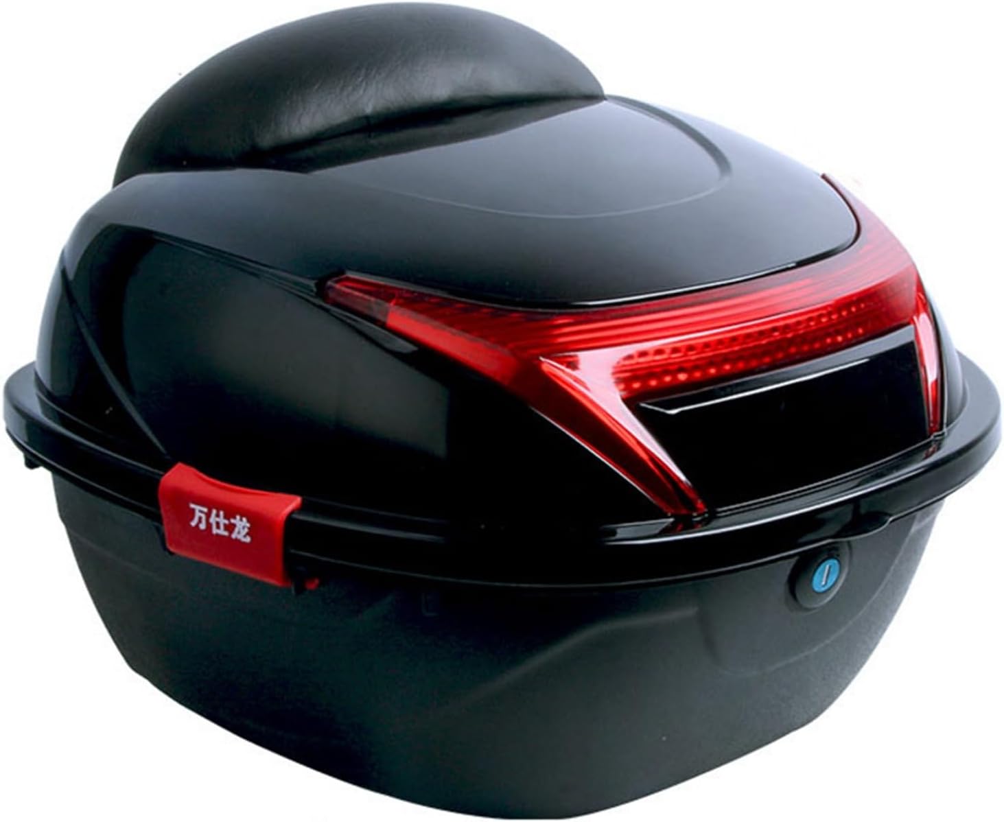 バイク用リアボックス 40L 大容量 トップケース バイクボックス バイク用ボックス ヘルメット入れ 着脱可能式 汎用 夜間警告灯付き 旅行 通勤 クロスカントリー ツーリング 背もたれ ブラック パ