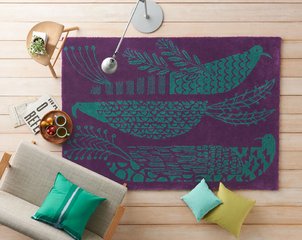 NEXT HOME クモノウエ ラグ/パープル 【サイズ：140cm×200cm】KUMONOUE RUG 鈴木マサル＆老舗メーカースミノエがコラボ♪ 防ダニ加工 日本製 床暖対応 防炎加工