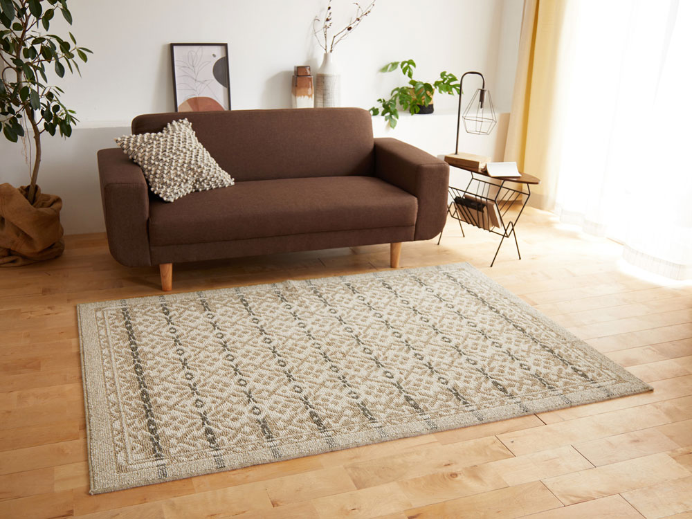 スミノエ ノルディック ウールスノー ラグ 【サイズ：約190cm×240cm】【日本製】 防炎品 防ダニ加工 ウール100％ 床暖房対応 ホットカーペット対応 ノルウェー産羊毛100％使用 滑り止め付き