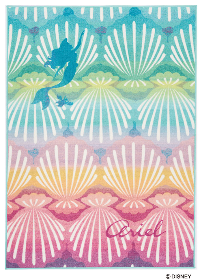 お姫様 シェルフィッシュラグ つや消し【大いさ：約100cm×140糎】バーラット製Disney/PRINCESS/Shell fish RUG【DRT1066】床暖相応う 命のせんたく毛押しとどめるウォルトディズニー スミノエ ラグマットシリーズ