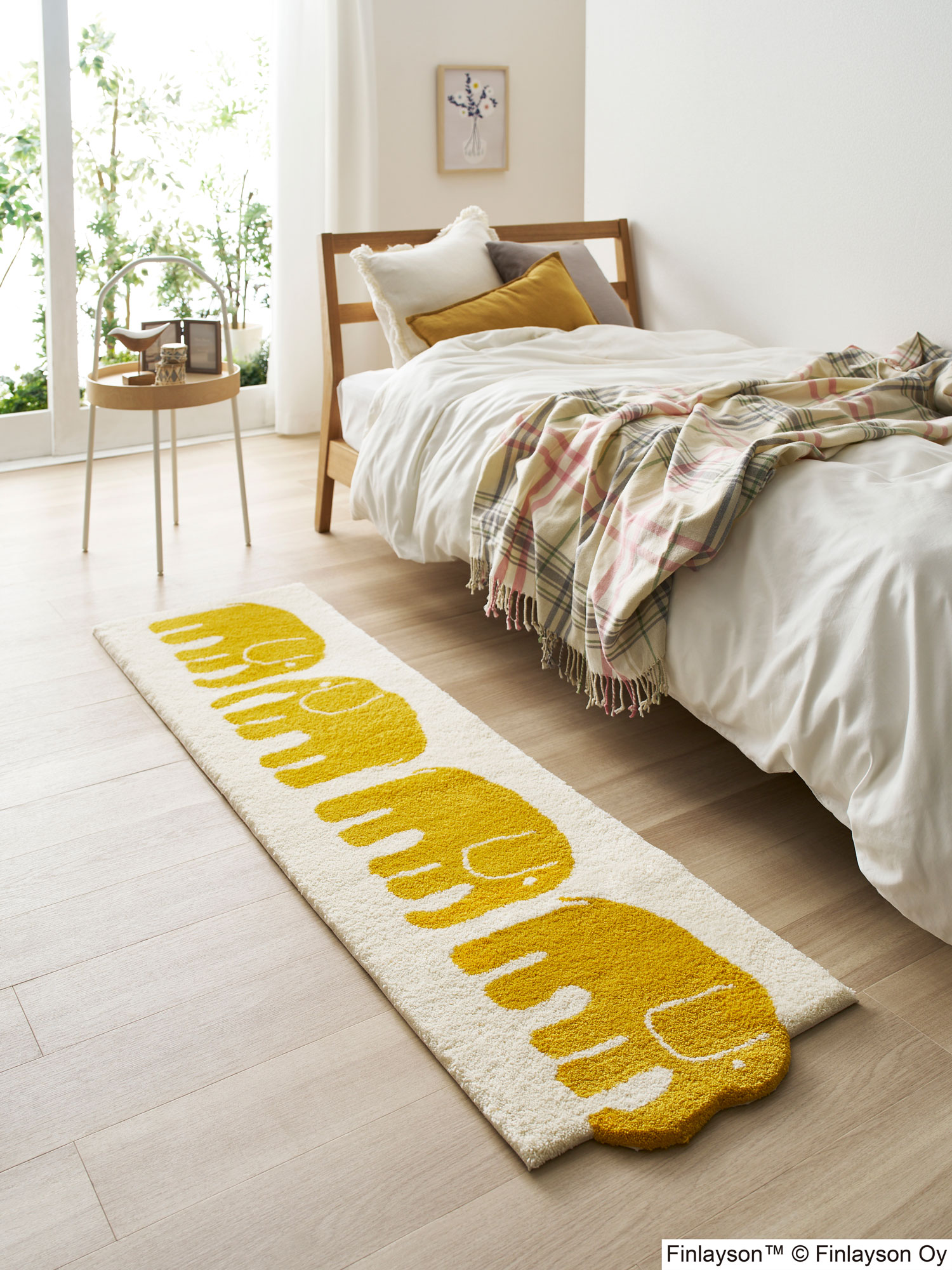 フィンレイソン ELEFANTTI エレファンティ ロングマット 【サイズ：約50cm×180cm】[JB1823]日本製 デザイナーズブランド Finlayson 洗濯機洗いOK 滑りにくい加工 キッチンマット ベッドサイドマット アプローチマット