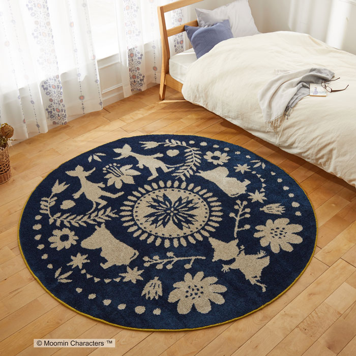 晴れときどきリンゴ 円形 MOOMIN ムーミン ゴブラン シェニール　ラグ EC限定】 MOOMIN/ムーミン/ゴブラン織り円形ラグ 晴れ、ときどきリンゴ