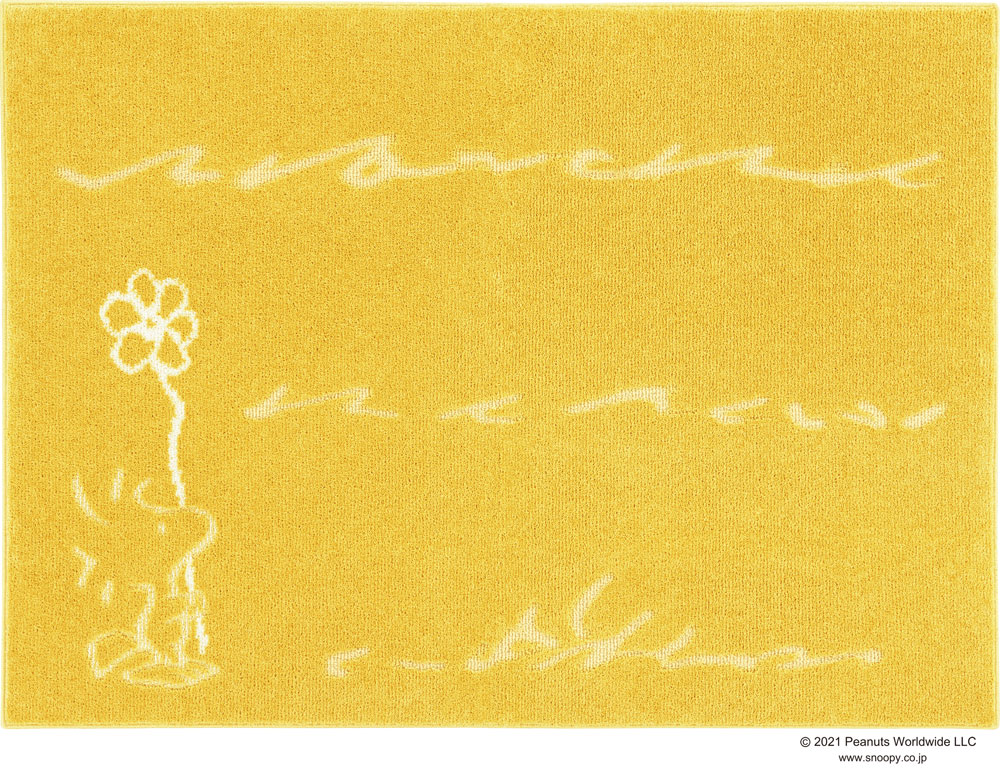 ピーナッツ TURF RUG ターフラグ【サイズ：約185cm&times;185cm 正方形】日本製Peanuts Worldwide LLC close friend rugスヌーピー ウッドストック キャラクター リビングラグ防ダニ加工 床暖房対応 ホットカーペット対応 遊び毛防止｜ドリームインテリア