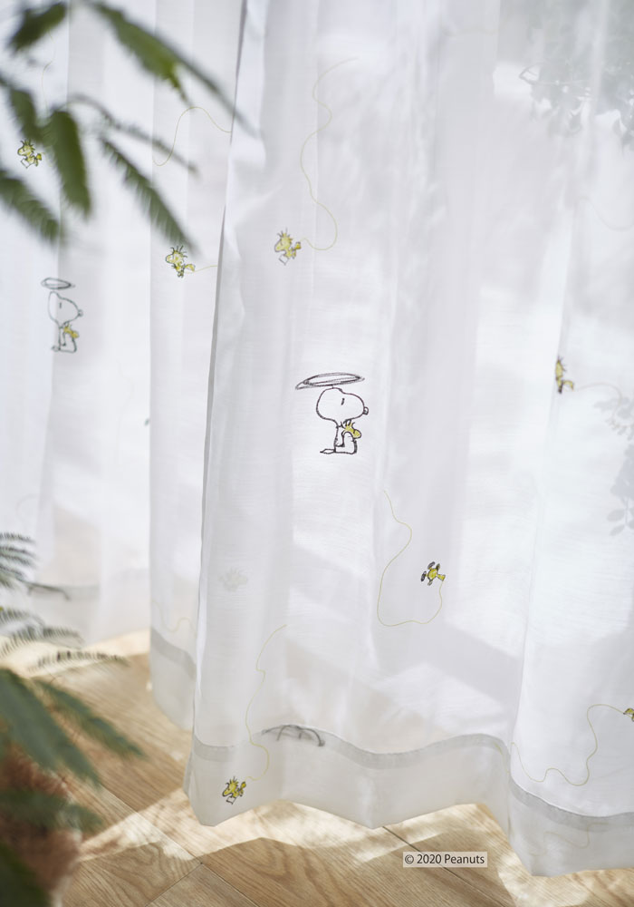 ピーナッツ ヘリコプター ボイル レースカーテン 【サイズ：幅100cm×丈176cm】【2枚組】日本製 Peanuts Helicopter voile curtain ウォッシャブル シアーレース 既製カーテン