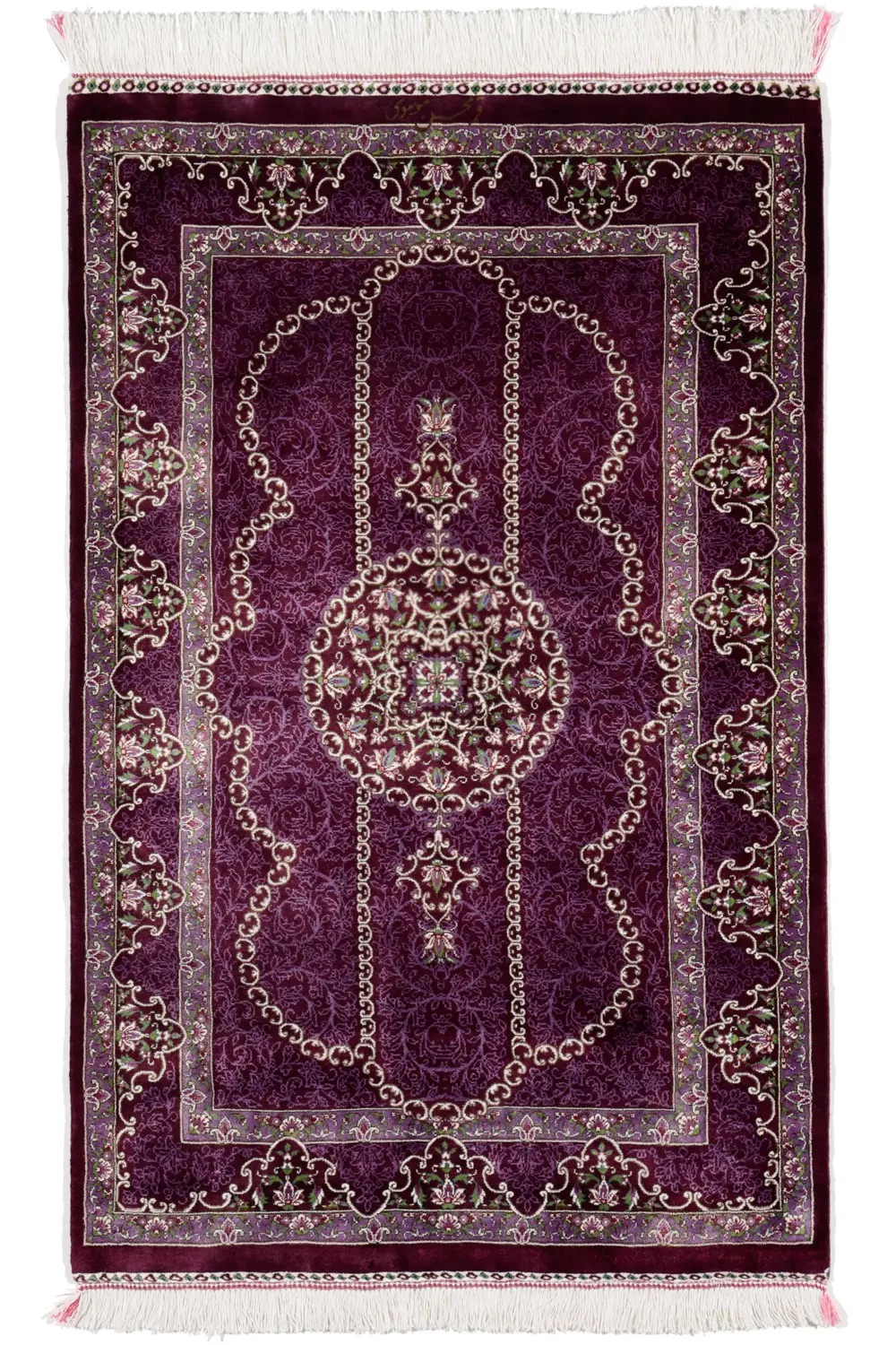 楽天市場】ペルシャ絨毯 シルク 約50cm x 72cm パープル