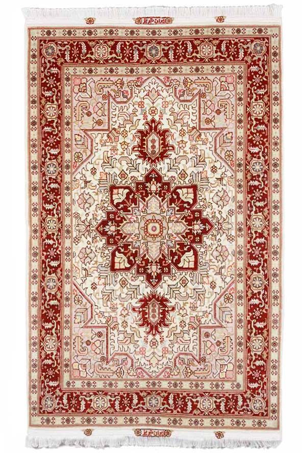 【楽天市場】ペルシャ絨毯 へリーズ 約100cm x 160cm 玄関 リビング レッド 赤色 メダリオン 唐草模様 ウール シルク 羊毛 絹