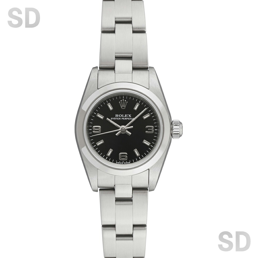 【無金利60回ローン】ROLEX ロレックス オイスターパーペチュアル 76080 ブラック369 レディース 【中古】