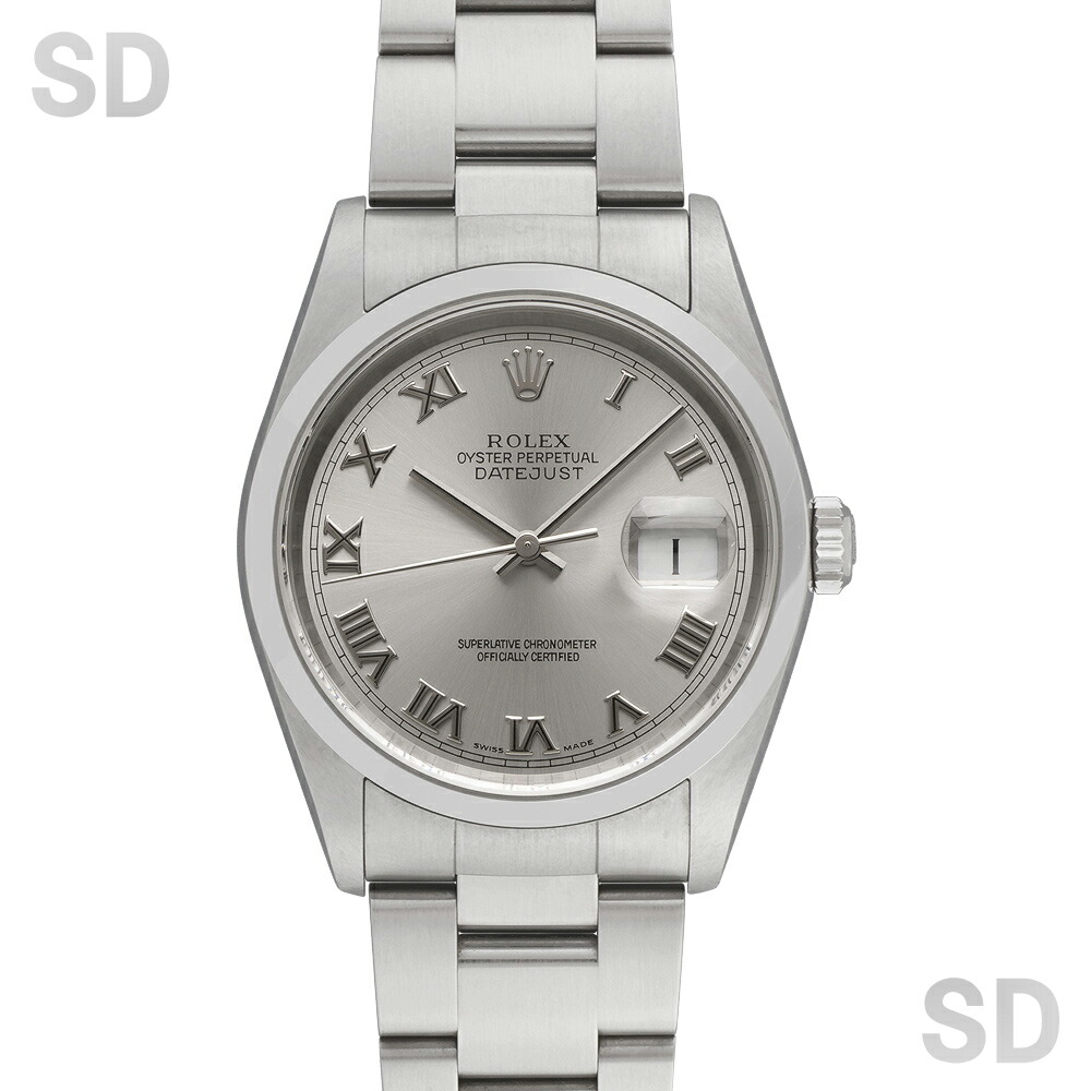 【無金利60回ローン】ROLEX ロレックス デイトジャスト 16200 グレー/ローマ メンズ 【中古】