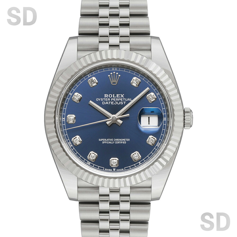 【無金利60回ローン】ROLEX ロレックス デイトジャスト41 126334G ブライトブルー/ダイヤ メンズ 【中古】