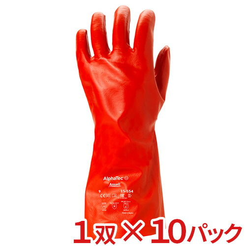 【貨物輸送無料】TOWA(東和会社企業) アルファテック L大いさ 赤いこと 10双(1双×10容器に並べる) No.15-554 生活雑貨-作業用手袋・軍手