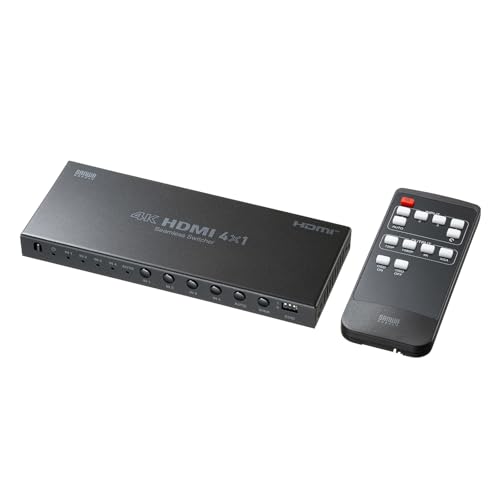 サンワサプライ HDMI 切替器 4入力1出力 4K/30Hz シームレス切替 リモコン付 オートスキャン/EDID/音声分離 アップ/ 送料無料