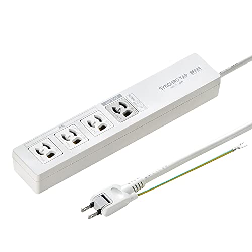 サンワサプライ パソコン連動タップ(IC記憶式) 3P・4個口 5m TAP-RE34M-5 送料無料