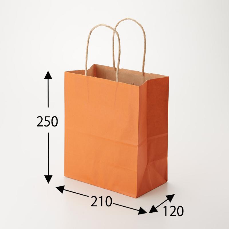 【ｹｰｽ売りわたす】紙袋 21-12 未晒 ｵﾚﾝｼﾞC 300枚【手提げ袋 手提げ紙袋 紙合切袋袋 ﾗｯﾋﾟﾝｸﾞﾊﾞｯｸ ｶﾗｰ無地】