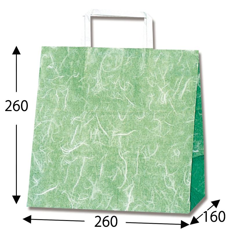 【ケース販売】紙袋　手提げ　Ｅ　雲竜緑　200枚　（幅260&times;マチ160&times;高さ260mm)｜サトーイク
