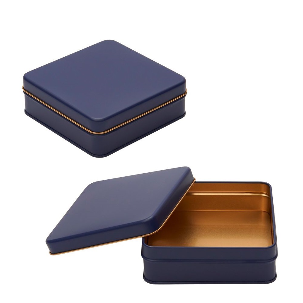 【取り寄せ品】無地缶 キャンディ スクエア缶 ナイトブルー 60個【スチール缶 角缶 角型 カラー無地 ラッピング ギフト】|サトーイク