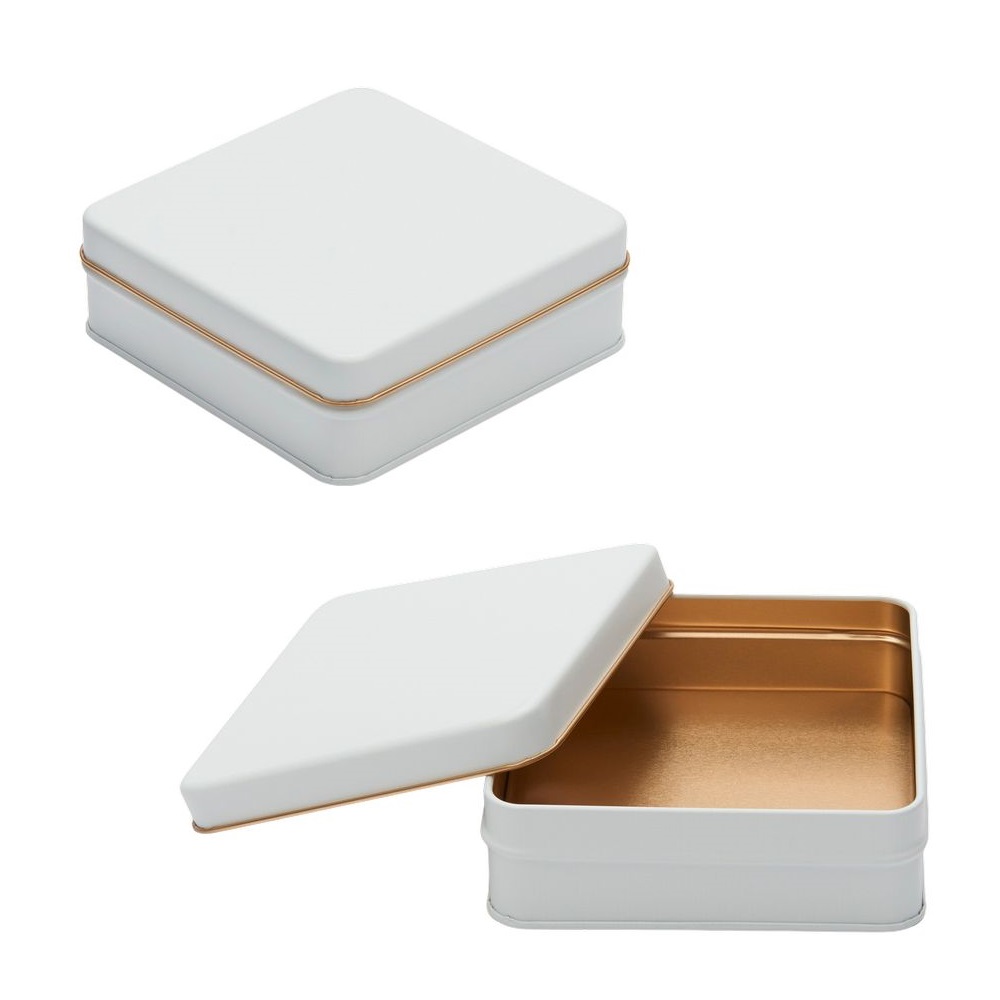 【取り寄せ品】無地缶 キャンディ スクエア缶 ミルク 60個【スチール缶 角缶 角型 カラー無地 ラッピング ギフト】|サトーイク