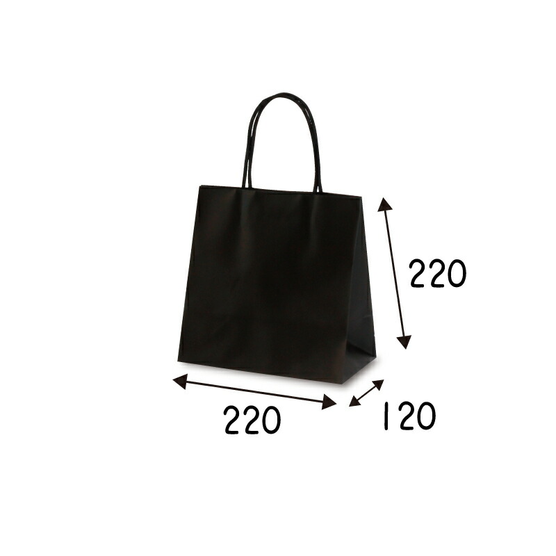 【ケース販売】紙袋　マットバッグ　ＳＳ　ブラック　100枚　 ｻｲｽﾞ 220×120×220mm【業務用　高級　手提げ　ラッピング　つや消】 9,029円