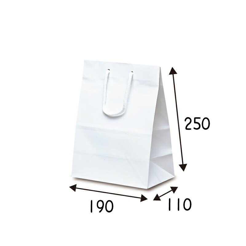 【ケース販売】紙袋　ミニバック　ホワイト　100枚　 ｻｲｽﾞ 190×110×250mm【業務用　高級　手提げ　ラッピング　つや有　グロス　光沢感】 11,005円