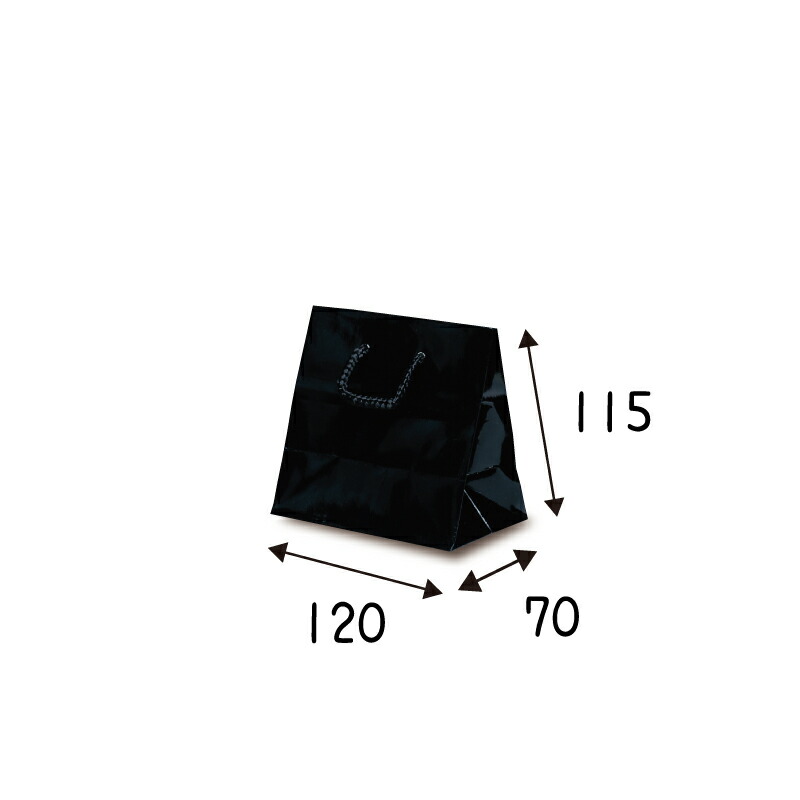 【入れもの売りわたす】紙袋 キュ－トバック 黒いこと  100枚 ｻｲｽﾞ 120×70×115粍【お役目用 飛び切り 手提げ ラッピング つや有 グロス 光輝感】