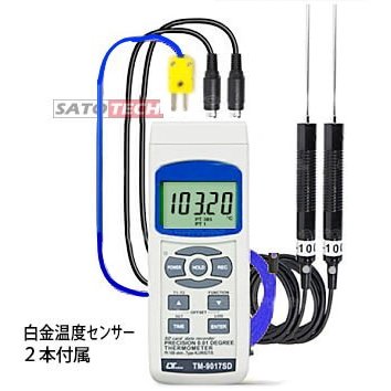 サトテック 2chデータロガー白金測温抵抗体温度計 TM-9017SD 白金温度センサ(Pt100) 2本付属｜測定器専門の佐藤商事　店