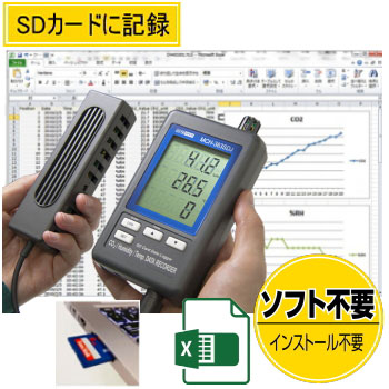 サトテック データロガー温湿度・CO2モニター MCH-383SD J（MCH-383SD 日本仕様）ACアダプター付き 測定器専門商社佐藤商事の日本語取扱説明書