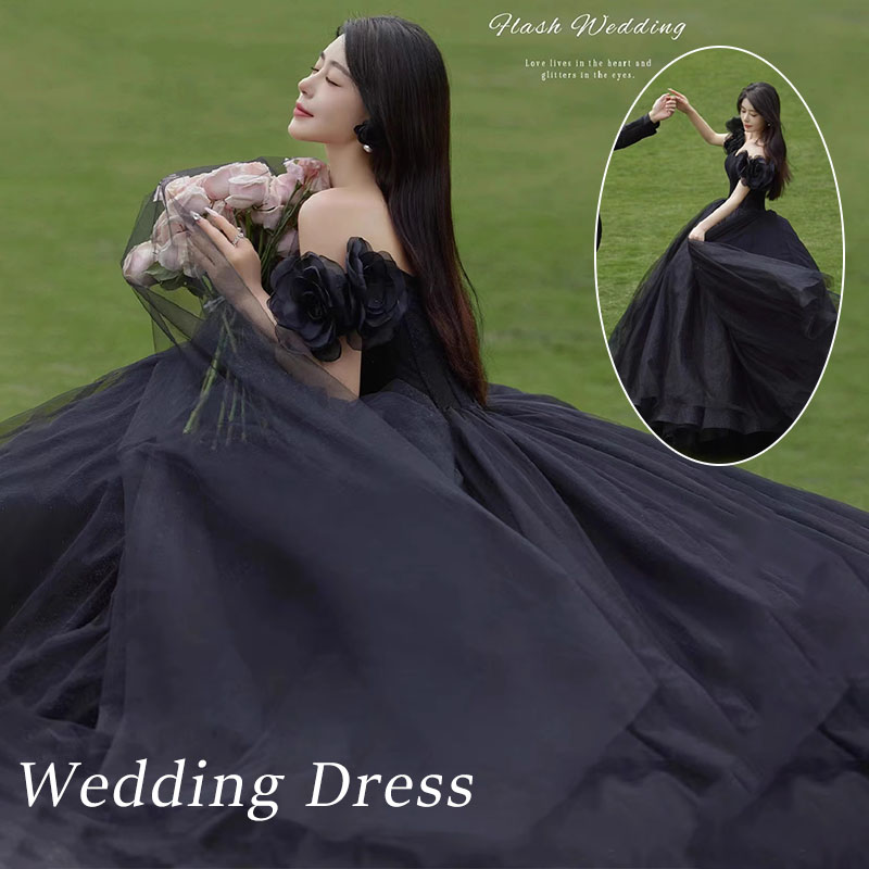 ウェディングドレス 黒 前撮りドレス イブニングドレス ドレスコード お呼ばれドレス 結婚式 ドレス ロングドレス ウエディングドレス パーティードレス 韓国 前撮り オフショル リボン 二次会 ドレス 花嫁 ブラックドレス オフショルダー 成人式 撮影|SATOSISHOP
