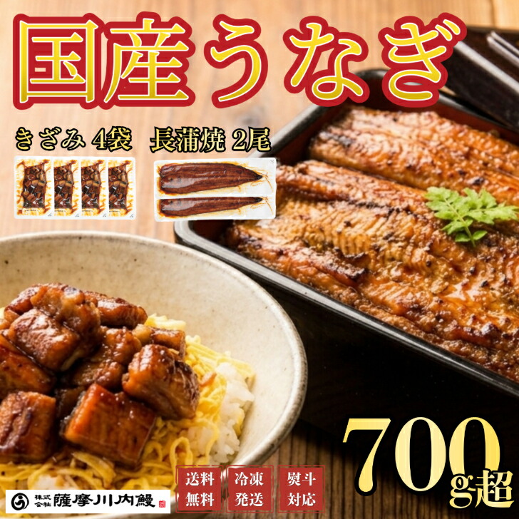 【ポイント5倍 ~7/26 1:59まで】うなぎセット きざみうなぎ4袋 蒲焼大2尾 国産 ギフト 贈答 鰻重 鰻丼 お歳暮 母の日 父の日 お中元 敬老の日 送料無料|薩摩川内鰻