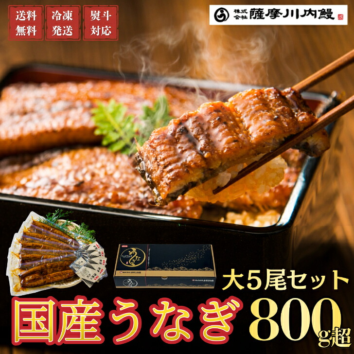 【楽天市場】【500円OFFクーポン】うなぎ 国産 蒲焼 大5尾セット ギフト 贈答 鰻重 鰻丼 お歳暮 母の日 父の日 お中元 敬老の日 送料無料 鹿児島県産:薩摩川内鰻