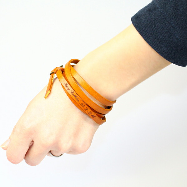 市場 名入れ無料 誕生日 ネームブレス 本革ブレスレット 丸フック レディース メンズ 記念日 レザーブレスレット