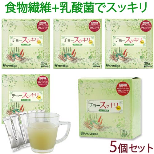 チョースッキリおん 30包×5個セット【送料無料】ちょーすっきりおん デキストリン つまり 粉末 粉 顆粒 食物繊維 どっさり ビフィズス菌 オリゴ糖 CHO-スッキリ アップル風味 超スッキリ 乳酸菌 ヒハツ 高麗人参 サイリウムハスク《サツマ薬局オリジナル商品》 21,384円