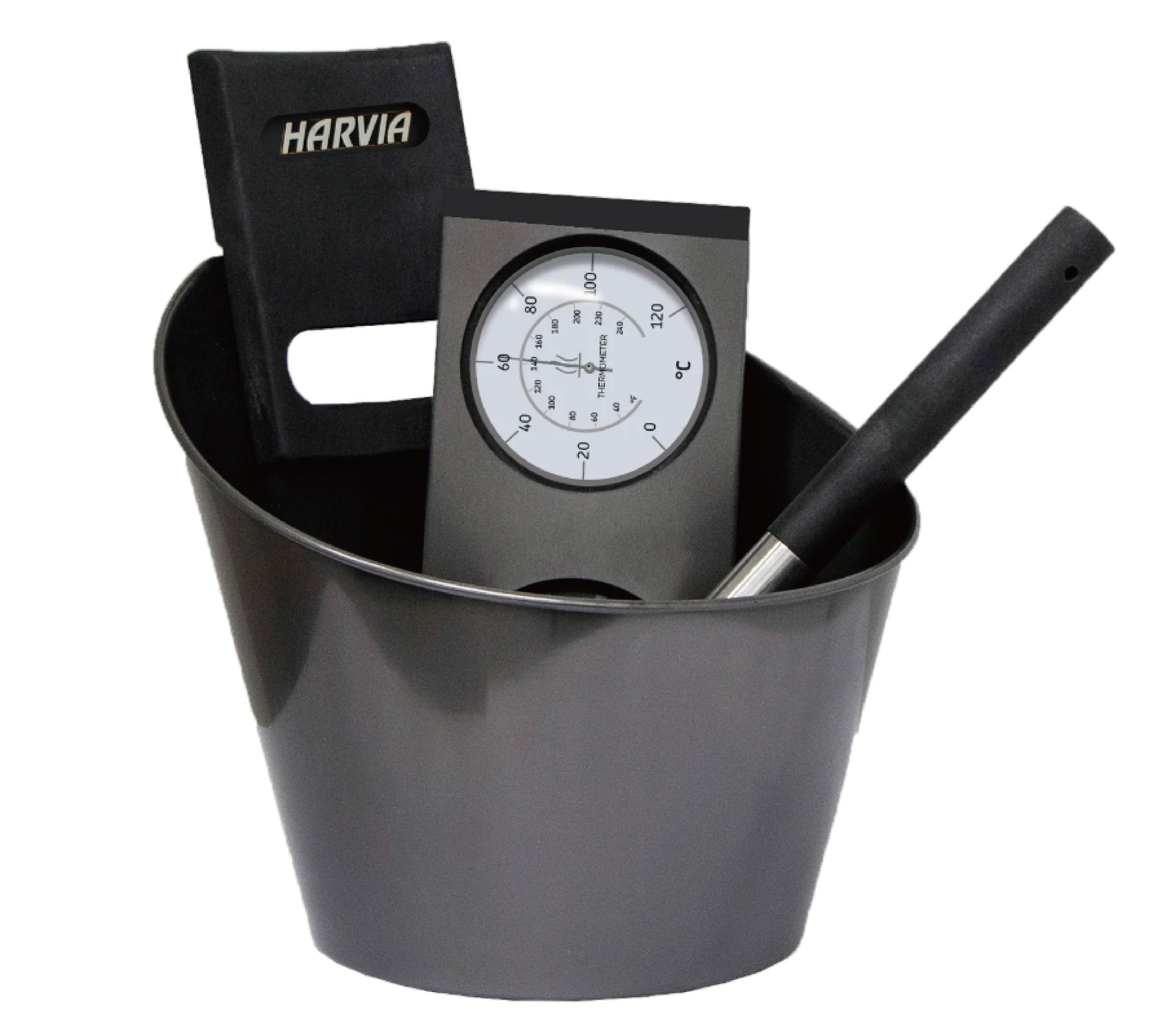 HARVIA スチールアクセサリーセット 黒いこと サウナ用 井戸釣瓶+レードル+温湿度計