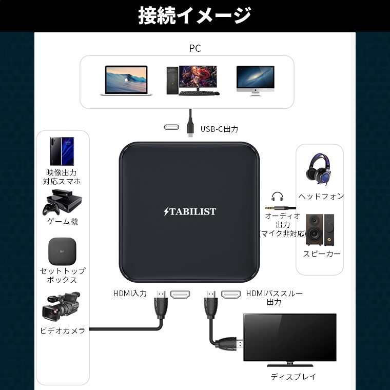 4k通り路スルー相応う 小型軽さ キャプチャーボード 争奪キャプチャー キャプボ ゲーム実況 配達 録画 Obs Hdmi Usb3 0 Mac 映像媒体 Nintendo Switch Ps5 Ps4 ニンテンドースイッチ キャプチャボード 任天堂 猪牙 カード Stabilist スタビリスト Musiciantuts Com