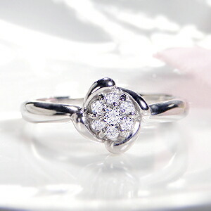 Pt900 0.13ct ダイヤモンドフラワー リング /指輪 リング プラチナ ダイヤ 0.1ct フラワー 送料無料 刻印無料 品質保証書 花 ギフト ダイア プレゼント ４月誕生石 代引手数料無料