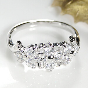pt900【1ct】テンダイヤモンド フラワー リング【送料無料】【刻印無料】【品質保証書付】【代引手数料無料】 フラワー 花 1カラット 10粒 記念日 プラチナ ダイア 指輪 レディース プレゼント|アトリエ SAWA